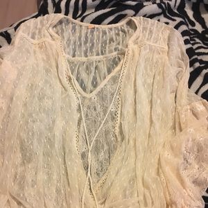 Free people lacey long sleeve blouse xs